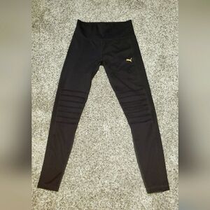 Puma Black Leggings with Gold Logo